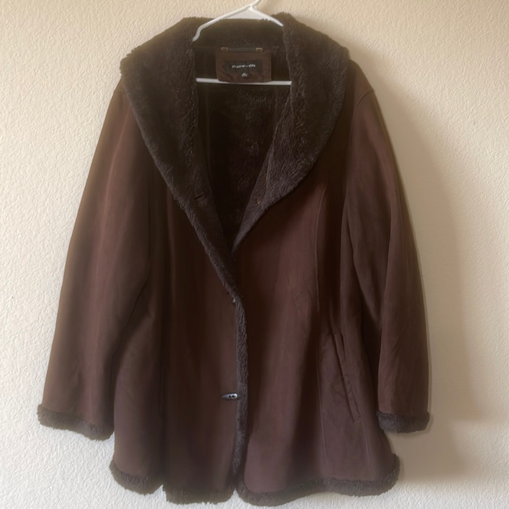 Jones New York Faux Suede and Faux Fur Women’s Coat